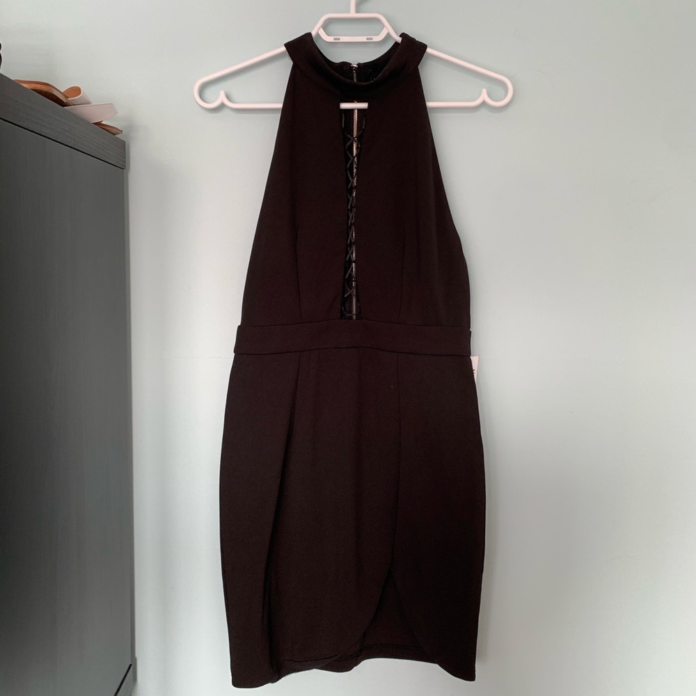 Little Black Lace Up Dress